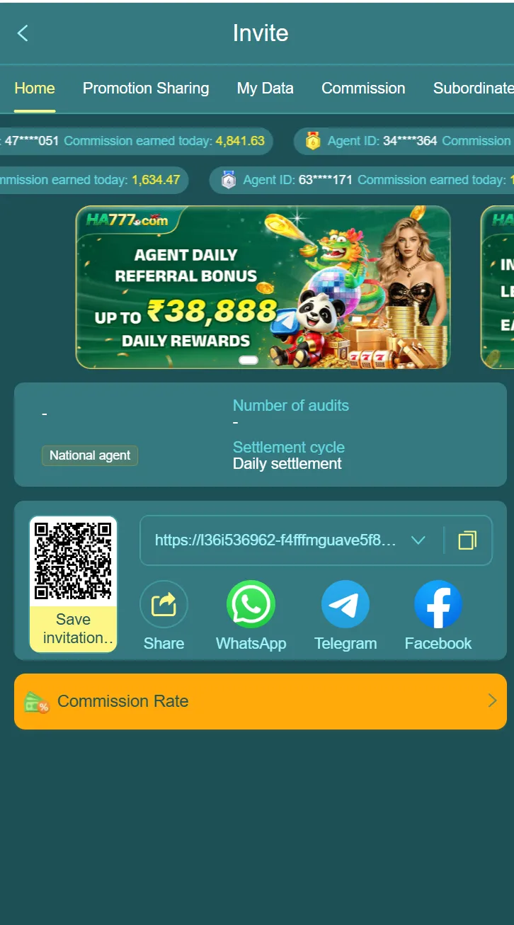 HA777 referral rewards screenshot